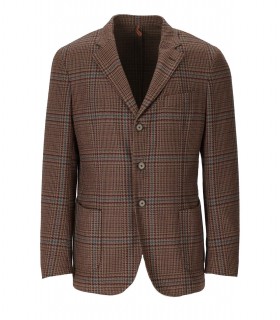 CHAQUETA DE BOTONADURA SENCILLA TARTÀN MARRÓN SANTANIELLO