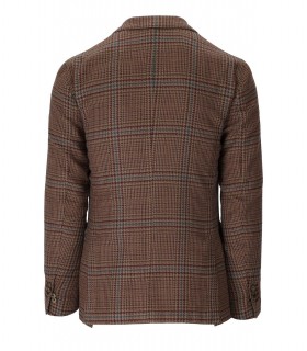 CHAQUETA DE BOTONADURA SENCILLA TARTÀN MARRÓN SANTANIELLO