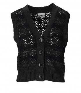 GANNI SCHWARZE CROCHET WESTE