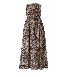 GANNI BANDEAU-JURK MET LUIPAARDPRINT