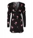 GANNI SCHWARZES MINI-KLEID MIT BLUMEN