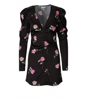 VESTIDO MINI CON FLORES NEGRO GANNI