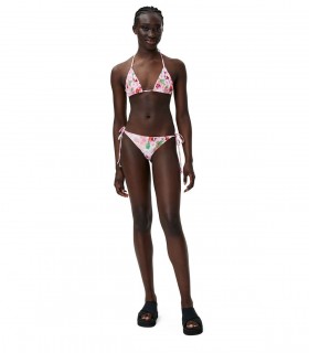GANNI ROZE BIKINI TOP MET BLOEMEN