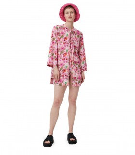 GANNI ROZE OVERHEMD MIT BLOEMEN