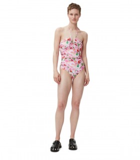 GANNI ROZE ZWEMPAK MET BLOEMEN
