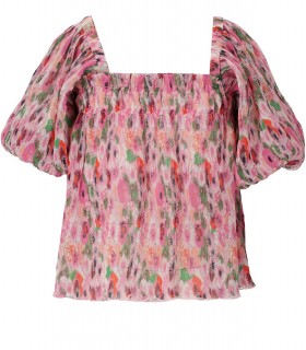 GANNI ROSA TOP MIT BLUMEN