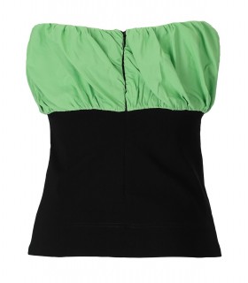 GANNI GROEN ZWART TAFFETA TOP