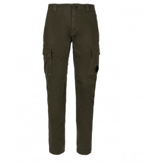 C.P. COMPANY SATEEN STRETCH MILITAIRE GROENE CARGO BROEK