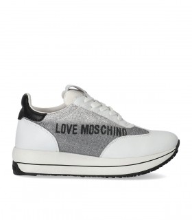 ZAPATILLA CON PEDRERÍA BLANCA LOVE MOSCHINO