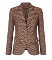 ELISABETTA FRANCHI DOVE GREY MONOGRAM SINGLE-BREASTED BLAZER