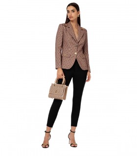 ELISABETTA FRANCHI DOVE GREY MONOGRAM SINGLE-BREASTED BLAZER