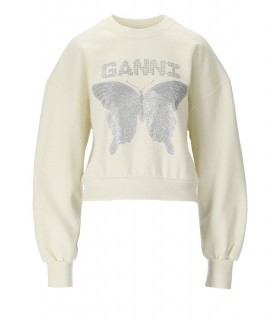 GANNI BUTTERFLY OFF-WHITE SWEATSHIRT