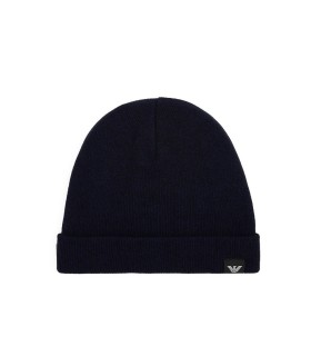 EMPORIO ARMANI BLAUWE GERIBBELDE BEANIE