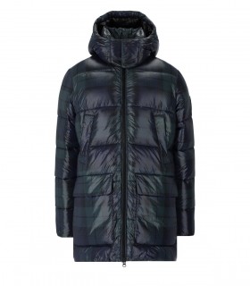 PIUMINO CON CAPPUCCIO LARS TARTAN BLU SAVE THE DUCK