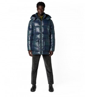 PIUMINO CON CAPPUCCIO LARS TARTAN BLU SAVE THE DUCK