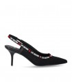 ZAPATO DE TACÓN SLINGBACK NEGRO CON LOGO LOVE MOSCHINO