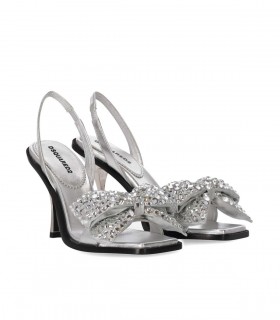 DSQUARED2 HOLIDAY PARTY SILBERNE SANDALE MIT ABSATZ