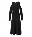 VESTIDO MIDI ACANALADO CUT-OUT NEGRO GANNI