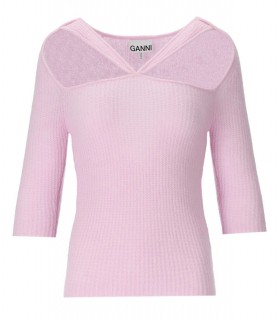 GANNI ROSA CUT-OUT PULLOVER