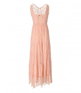 TWINSET PINK LONG DRESS WITH LACE