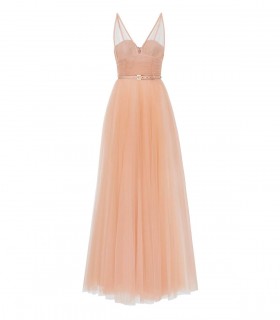 ELISABETTA FRANCHI RED CARPET NUDE PINK TULLE DRESS