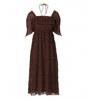 GANNI BRAUNES MIDIKLEID AUS GEORGETTE