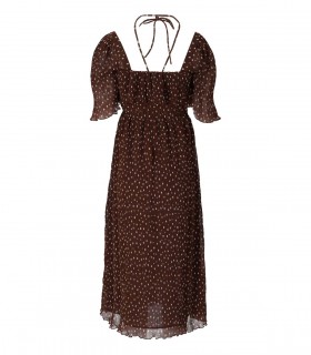 GANNI BRAUNES MIDIKLEID AUS GEORGETTE