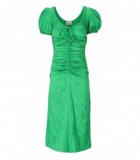 ABITO MIDI SATIN VERDE GANNI