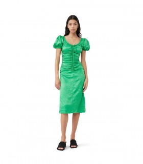 ABITO MIDI SATIN VERDE GANNI
