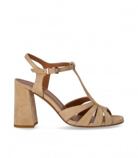 GUGLIELMO ROTTA JERSEY BEIGE SANDAAL MET HAK