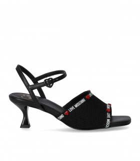 LOVE MOSCHINO ZWARTE SANDAAL MET HAK EN LOGO