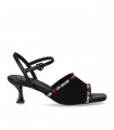 SANDALIA DE TACÓN NEGRA CON LOGO LOVE MOSCHINO