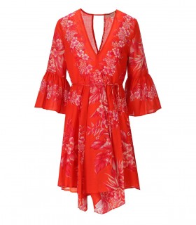 TWINSET ORANGE FLORAL ASYMMETRIC DRESS