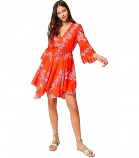 TWINSET ORANGE FLORAL ASYMMETRIC DRESS