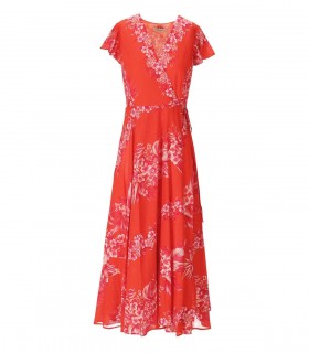 TWINSET ORANJE LANGE BLOEMEN JURK