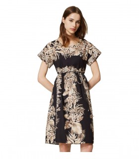 TWINSET ZWART JURK MET BLOEMEN
