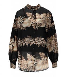 TWINSET SCHWARZES HEMD MIT BLUMEN
