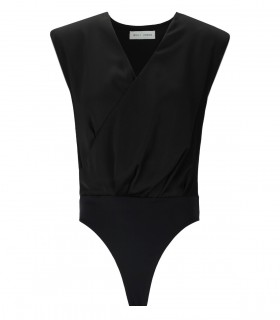 WEILI ZHENG ZWART SATIJN BODYSUIT