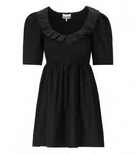 VESTIDO EN POPELINE NEGRO GANNI