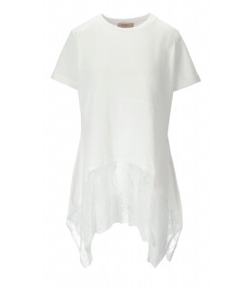 T-SHIRT CON PIZZO BIANCA TWINSET