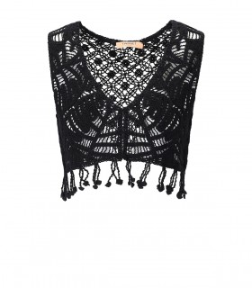 TWINSET BLACK CROCHET TOP