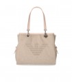EMPORIO ARMANI CHARM NUDE PINK CANVAS SHOPPING BAG