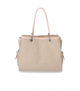 SAC CABAS CHARM EN TOILE ROSE NUDE EMPORIO ARMANI