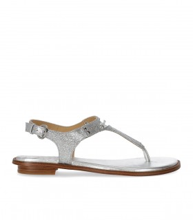 MICHAEL KORS MK PLATE SILBERNE FLACHE SANDALE
