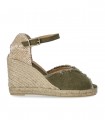CASTAÑER BETINA OLIJFGROENE ESPADRILLE MET SLEEHAK