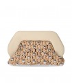 THEMOIRè TIA STRAW BEADS BEIGE CLUTCH