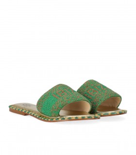 SANDALE IBIZA VERT OR DE SIENA