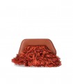 THEMOIRè GEA CURLY STRAW LIGHT BROWN CLUTCH BAG