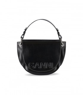 GANNI BANNER SADDLE BLACK CROSSBODY BAG