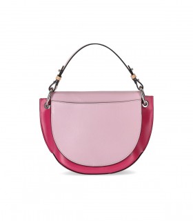 GANNI COLORBLOCK BANNER SADDLE PINK CROSSBODY BAG